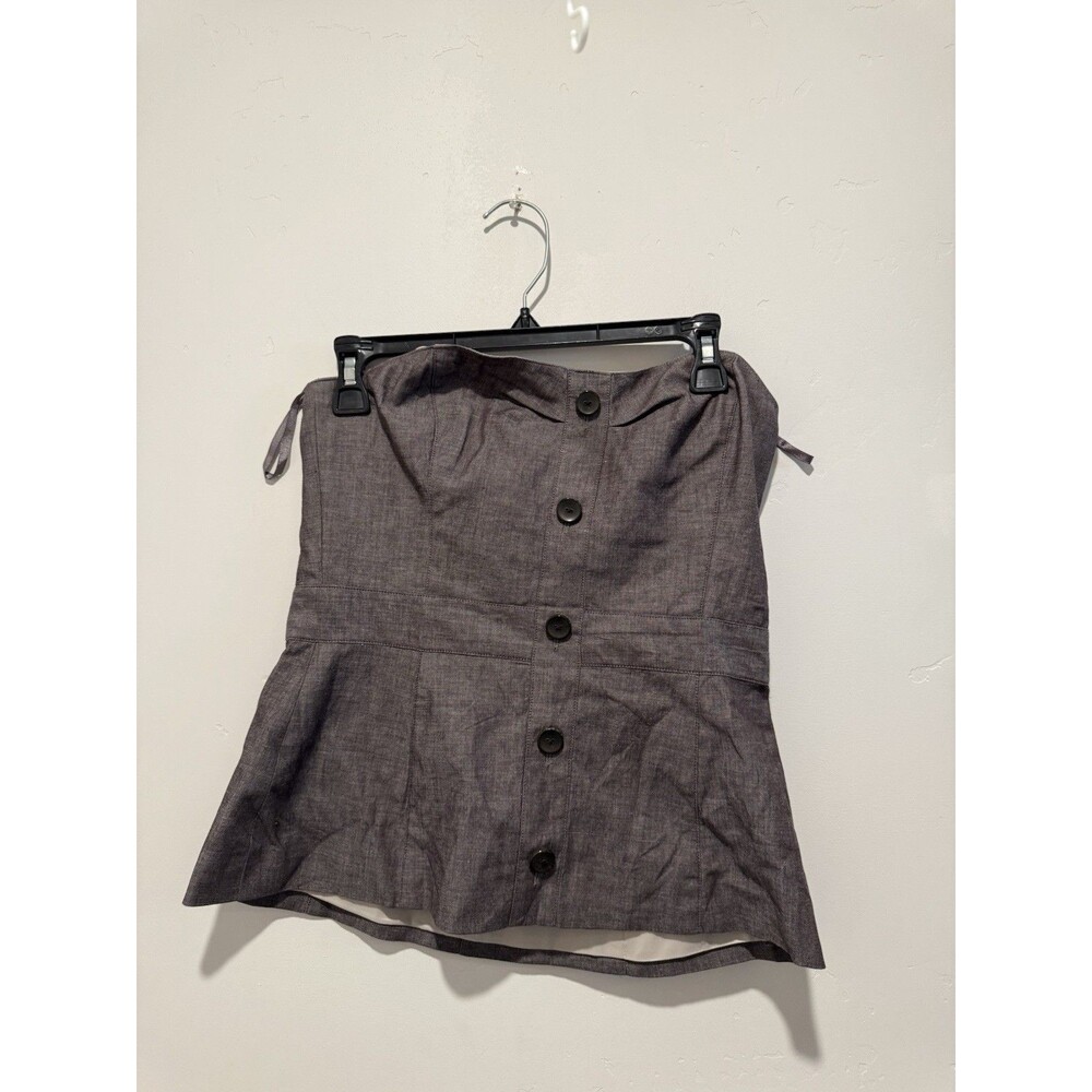 Banana Republic Strapless Buttom Down Peplum Top Gray Size 6